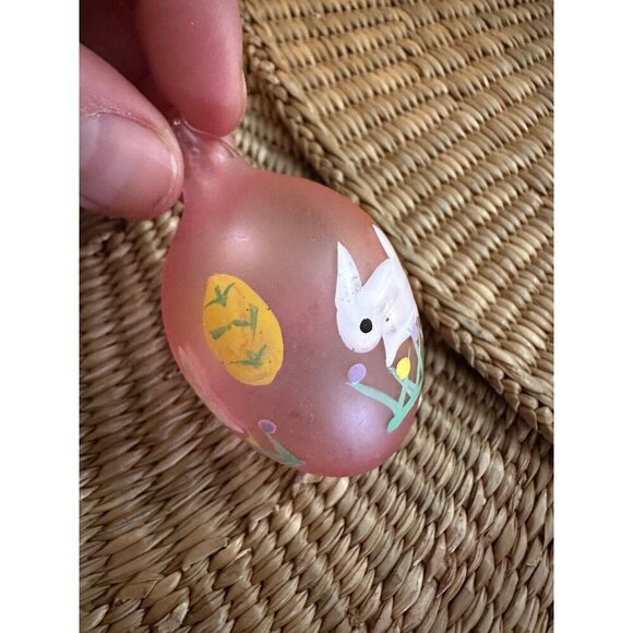 Vintage Hand-Painted Easter Egg Ornament – Bunny & Egg Design - Picture 4 of 6
